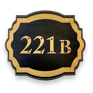 221b - Black Door Sign 5x6 - Picture 1 of 7