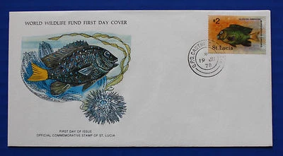 Pez ángel cola amarilla Santa Lucía (446) 1978 WWF FDC Foto 1 de 2