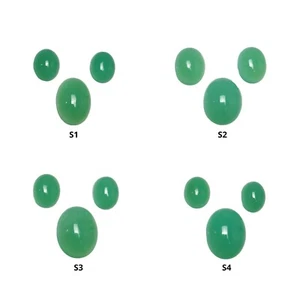 Juegos de 3 piezas de piedra preciosa cabujón verde natural sin tratar crisoprasa en forma ovalada - Imagen 1 de 5