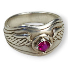 Vintage Sterling Silver 925 Ruby Gemstone Angel Wings Ring Size 10.25