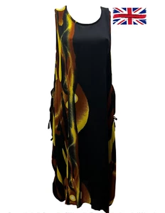 Womens Plus Size Curve Bubble Dress Abstract Print  Pocket Maxi Free Size -  P31 - Picture 1 of 1