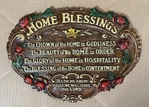Vintage HOME BLESSINGS Christian Wall Art Plaque Bible Verse Poem Joshua 24:15 - Picture 1 of 18