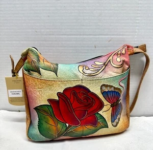 Bandolera o bolso de hombro Anuschka rosa flor - Imagen 1 de 8