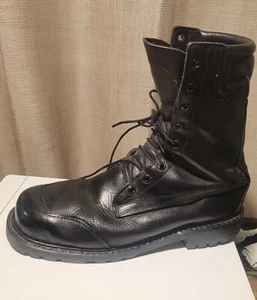 All American Boots Vibram Black Leather Combat Boots Size 12 Pre-owned - Picture 1 of 9
