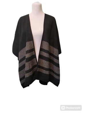 Mantón Ike Behar Damas Reversible Moda Envoltura Negro Gris Talla Única Foto 1 de 4