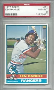 Tarjeta de béisbol 1976 Topps #31 Len Lenny Randle Texas Rangers clasificación PSA 8 - Imagen 1 de 1
