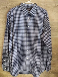 Michael Kors Size XXL Button Up Shirt Black Blue Checkered Collared Long Sleeve  - Picture 1 of 5