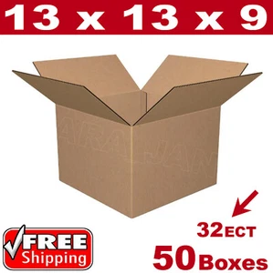 50- 13x13x9 Cardboard Boxes Mailing Packing Shipping Box 32ECT Corrugated Carton - Picture 1 of 1