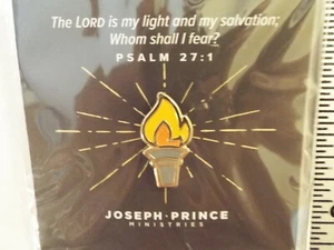 JOSEPH PRINCE MINISTRIES LAPEL PIN-GOLD ENAMEL TORCH-PINBACK-LORD IS MY LIGHT** - Picture 1 of 6
