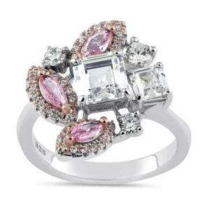 Simulated 2.15 TCW Multi Shape Sapphire & Tourmaline Stylish Floral Wedding Ring - Picture 1 of 8