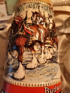 Birra Budwieser Stein vintage 1988 cavalli da collezione inverno sopra ponte nuovo - Foto 1 di 4