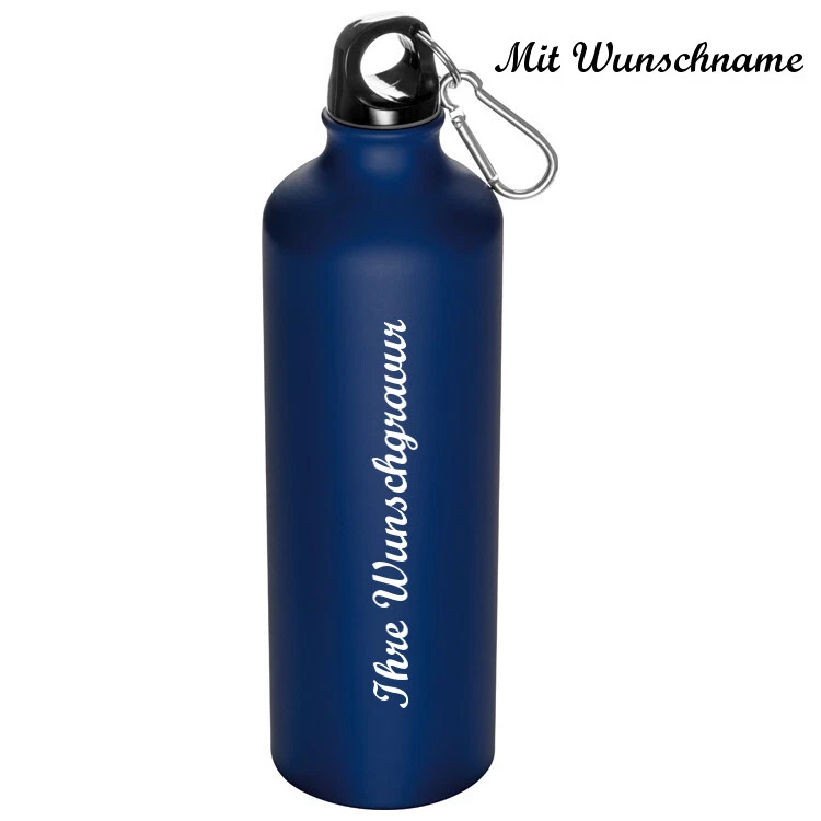 GRAVUR BY LIVEPAC-GESCHENKELT Alu Trinkflasche mit Namensgravur - mit Karabinerhaken - 800ml - Farbe: blau