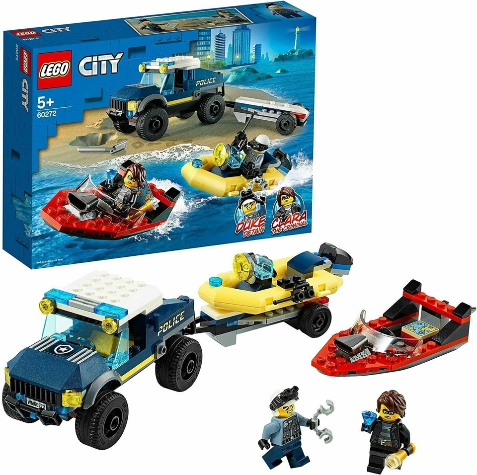 LEGO City Police Boat Transport Duke Detain & Clara The Criminal 166 Pieces New - Image 1 of 2