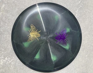 ESP Wasp Tooled Buzzz SS-Swirly Black w Green, Gold & Purple Foil Small Bees - Picture 1 of 12