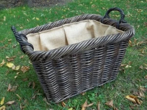 Cesta de chimenea, cesta de madera, cesta de cosecha de ratán, marrón oscuro - Imagen 1 de 4