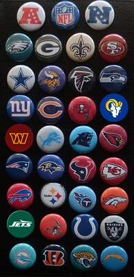 NFL Team Individual Magnets - Choose From List - 1 1/2 Inch Round Magnet - Image 1 of 2
