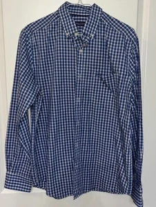Nautica Langarm Knopfleiste - Verkauf neu $ 45! Blau Weiß Schwarz Kariert - Bild 1 von 6