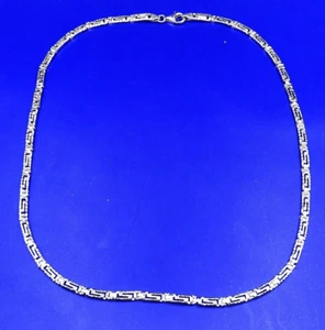 Handmade Greek Key Meander Sterling Silver 925 Hammered Link Adjustable Necklace - Picture 1 of 4