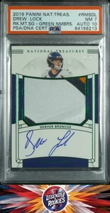 2019 Panini National Treasures Green RMSDL Drew Lock /3 PSA 7 DNA 10 - Picture 1 of 2