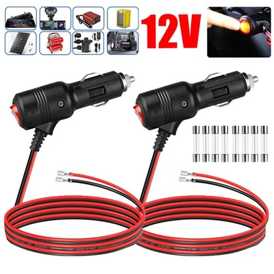 2Pcs 12V Car Cigarette Lighter Plug Socket Heavy Duty Adapter with On/Off Switch - Image 1 of 4