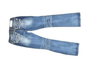 Rock Revival Women's Ashley Boot Cut Jeans Regular Size 28 Distressed Blue - Picture 1 of 8