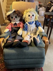 BAMBOLE VINTAGE grandi 36" RAGGEDY ANN & ANDY - Foto 1 di 23