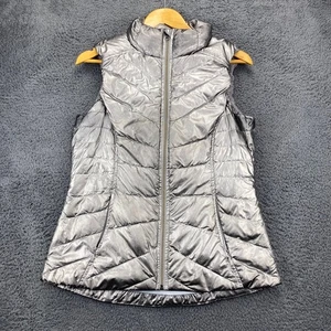 Athleta Puffer Vest Lightweight Goose Down Sleeveless Jacket Silver M - Picture 1 of 10
