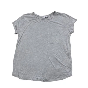 Vince T-Shirt Damen Large Raw Hem Pocket Tee Grey Slub - Bild 1 von 11