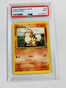 1999 POKEMON GAME GROWLITHE 28/102 PSA 9 MINT GRADED - Picture 1 of 2