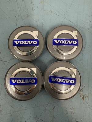 Volvo Iron Mark Wheel Center Cap Set Silver/Blue #30666913 S60/XC60/S40/S80 ETC - Image 1 of 4