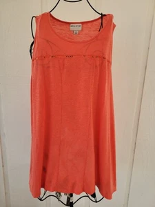 Ava & Viv 2X Top Sleeveless Tunic Blouse Coral Tank Shirt Sharkbite Stretch Knit - Picture 1 of 8
