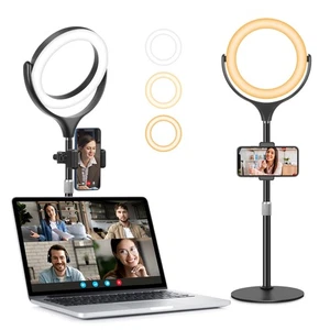 Luz de anillo con soporte y soporte para teléfono, luz de anillo de escritorio de 7" para - Imagen 1 de 5