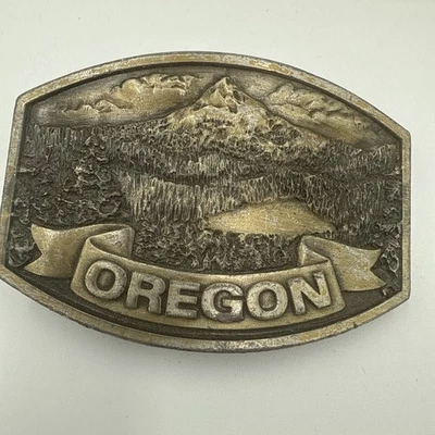 State of Oregon Lost Lake Mt. Hood View 1977 Belt Buckle by Bergamot Brass Works - Image 1 of 4