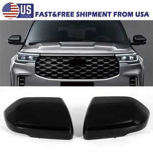 2X For 2020-2024 Ford Explorer CD6 Gloss Black Side Mirror Cap Cover Replacement - Picture 1 of 12