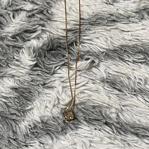 Gold Tone Cube Pendant Necklace Modern Minimalist Fashion Jewelry - Picture 1 of 2