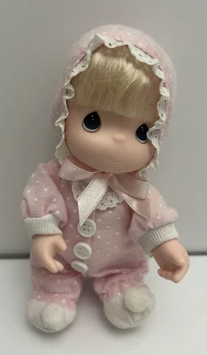 Precious Moments 1992 Vintage Bebé Peluche 6" Muñeca Plástico Cabeza Manos Arte Rosa Foto 1 de 4