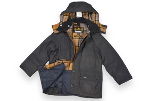 Kid's Barbour Bedale Jacket Wax Navy England Classic Size S - Picture 1 of 18