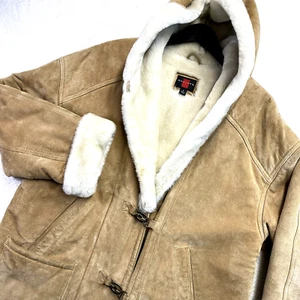 Vintage Gallery Suede Coat XS Shearling Hooded Penny Lane Western Rancher Cowboy - Picture 1 of 16