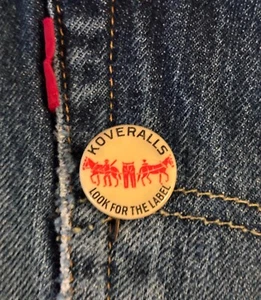 Vintage 1910's Levis's Denim Levi Strauss Koveralls Advertising Pinback Pin - Picture 1 of 3