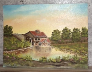 Signed Oil Painting Millhouse and Mill Pond E Baldwin 12x16" 1981 B26 - Picture 1 of 1