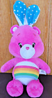 Care Bears Cheer Bear Pink Easter Bunny Ears Rainbow Tummy Plush Stuffed