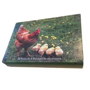 THE GIFTED STATIONERY CO CHICKENS DESIGN 20 NOTECARDS & ENVELOPES NEW GIFT XMAS - Picture 1 of 8