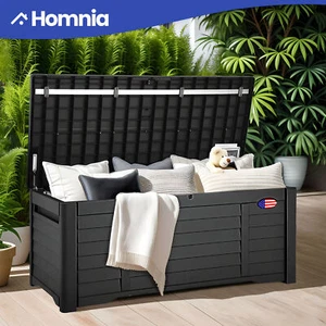 Weatherproof Outdoor Storage Deck Box 120 Gallon Bladed Panel Resin Patio Bench - Picture 1 of 12
