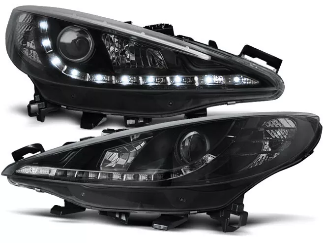 PEUGEOT 207 2006 2007 2008 2009 HEADLIGHTS LPPE23 DAYLIGHT BLACK - Image 1 of 1
