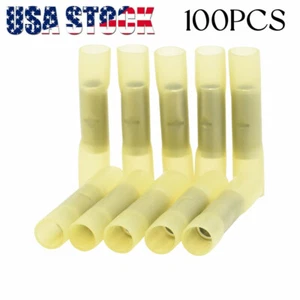 100pcs Heat Shrink Butt Wire Connectors Waterproof Crimp Terminal 12-10Guage - Picture 1 of 7
