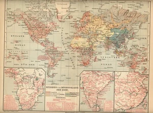 1899 = DIFFUSIONE RELIGIONI NEL MONDO = Antica Mappa = OLD MAP - Foto 1 di 1
