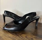 Bruno Magli Slingback Black heels Pumps Leather Made in Italy sz 8.5 B