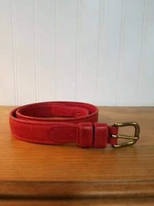 Cinturón Coach Naranja Rojo Guante Cuero Curtido Hebilla Latón Sólido 28" Hecho en EE. UU. - Imagen 1 de 11