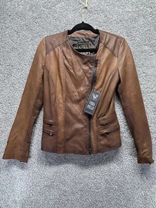 Venus Leather Factory Women’s Size 42 Brown Leather Jacket Italy Vera Pelle NWT - Picture 1 of 12