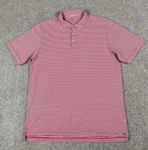 Peter Millar Polo Shirt Mens Large Red StripedShort Sleeve Casual Pima Cotton - Picture 1 of 11